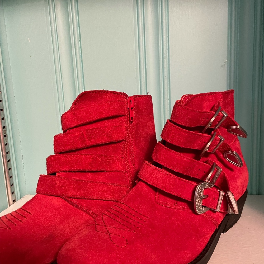 Kelsie dagger red strap boots